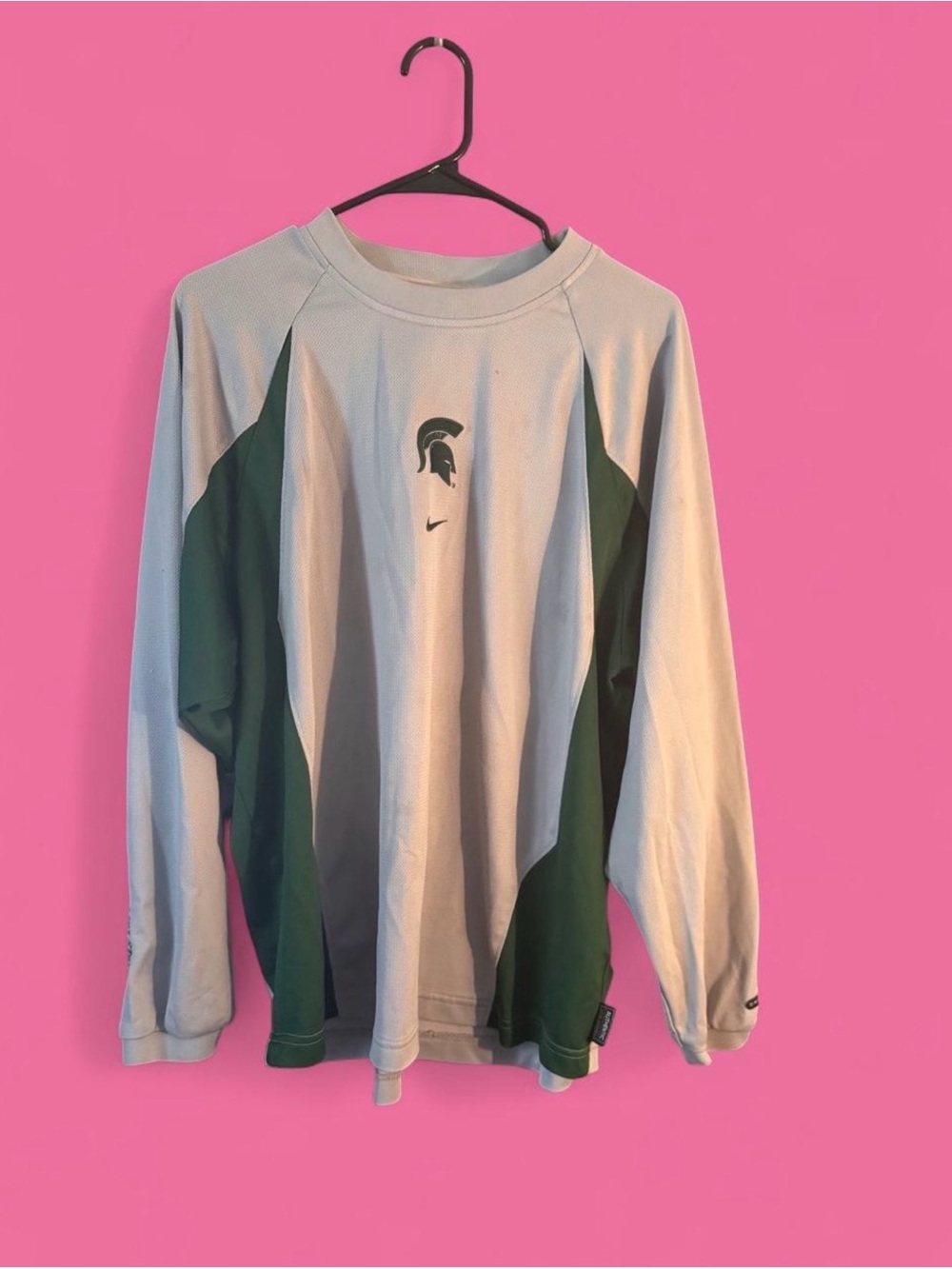 Nike Long-Sleeve Athletic Crew with Green Panels